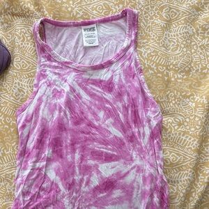 Hippie Rose Pink and White Sleeveless Tie-Dye Tank Top